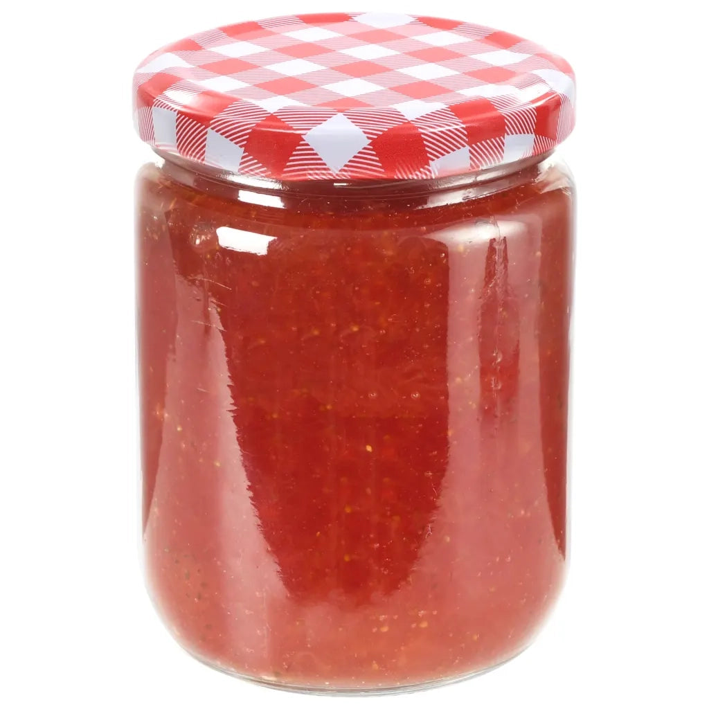 Vasi Marmellata in Vetro Coperchio Bianco e Rosso 96 pz 230 ml 50799