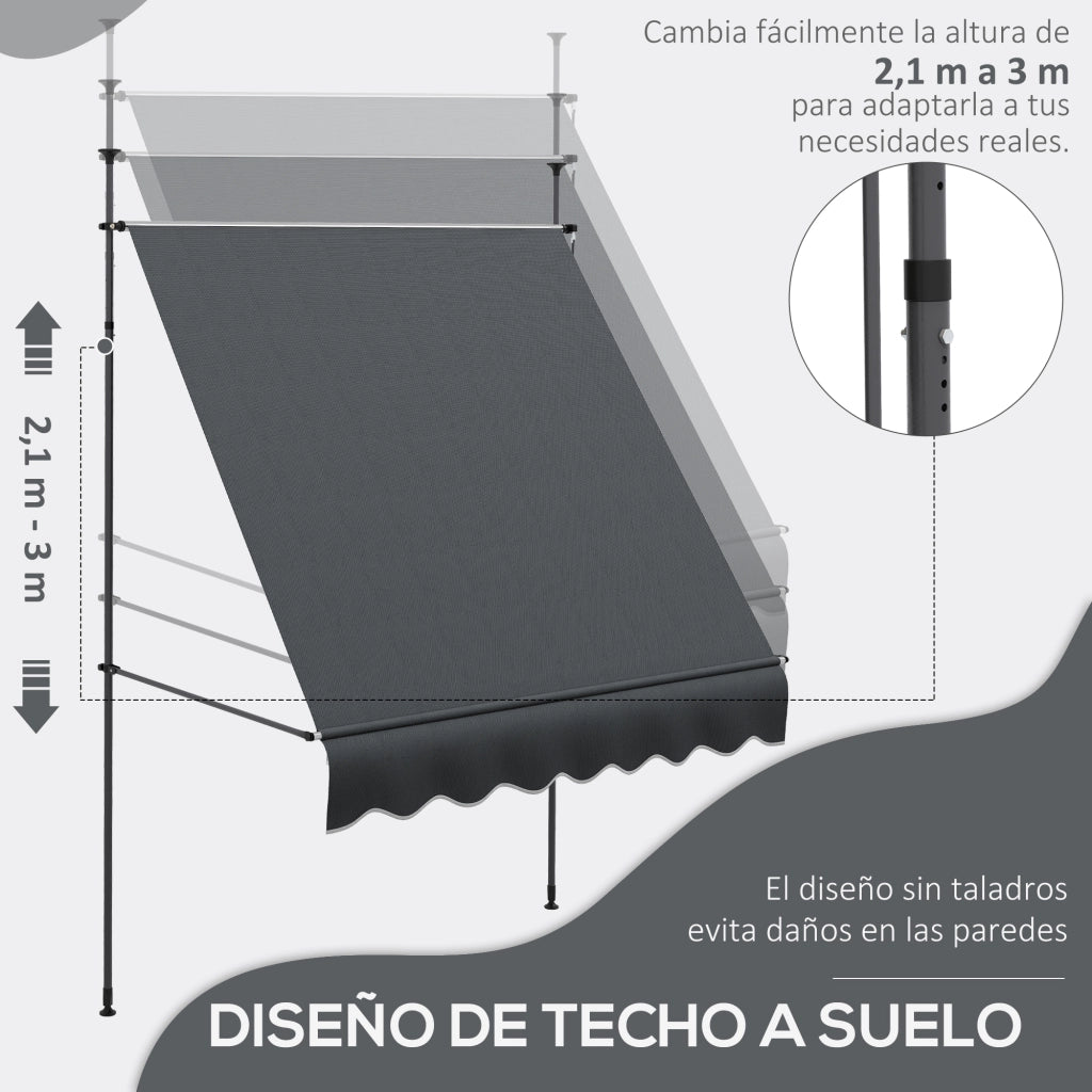 Tenda da Sole Retrattile Manuale ¨C Xylo ¨C Grigio Scuro 200x120x210-300 cm Impermeabile Anti-UV