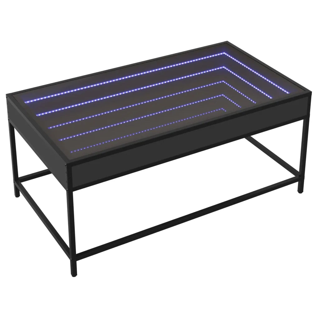 vidaXL Tavolino da Salotto con LED Infinity Nero 90x50x41 cm