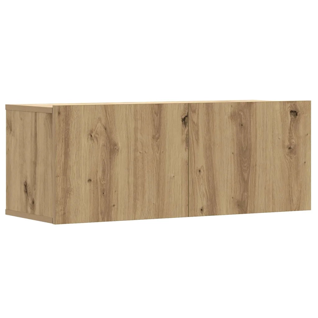 Set Mobile TV 2 pz Montato a Parete Rovere in Legno Multistrato 3329006