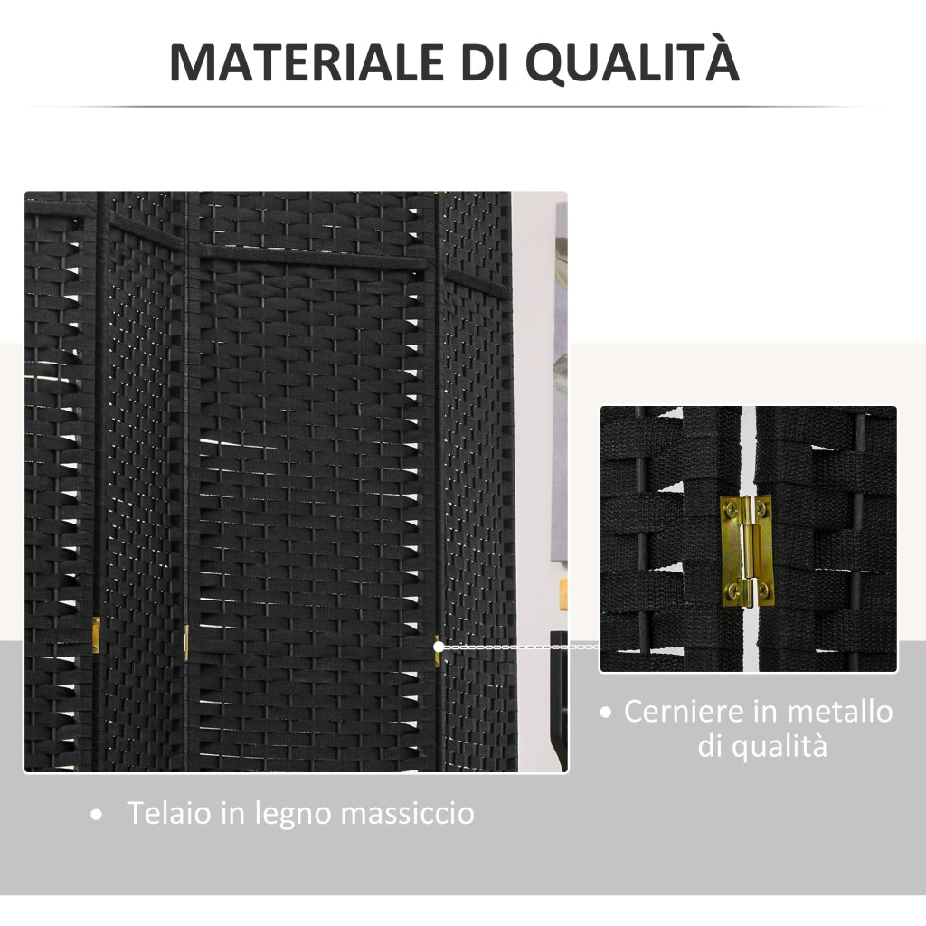 Paravento Pieghevole 6 Ante ¨C Zephmum ¨C Nero 240x170 cm