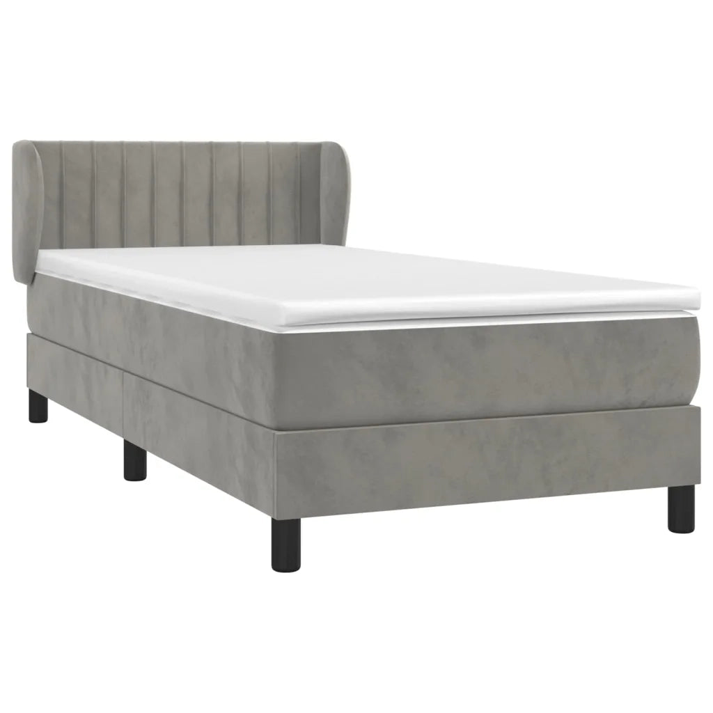 Giroletto a Molle con Materasso Grigio Chiaro 100x200cm Velluto 3127595