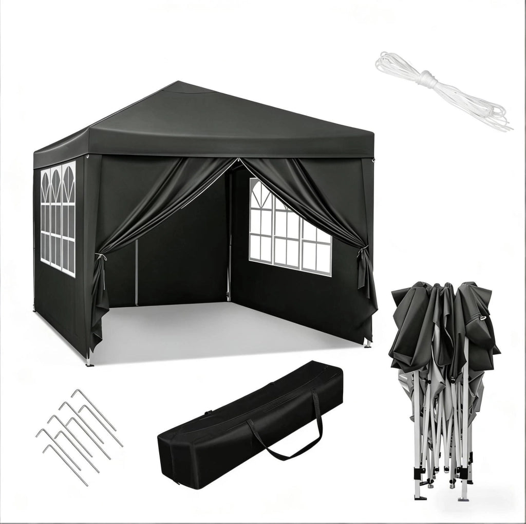 Gazebo pieghevole 3 x 3 m grigio con telo 210D e altezza regolabile