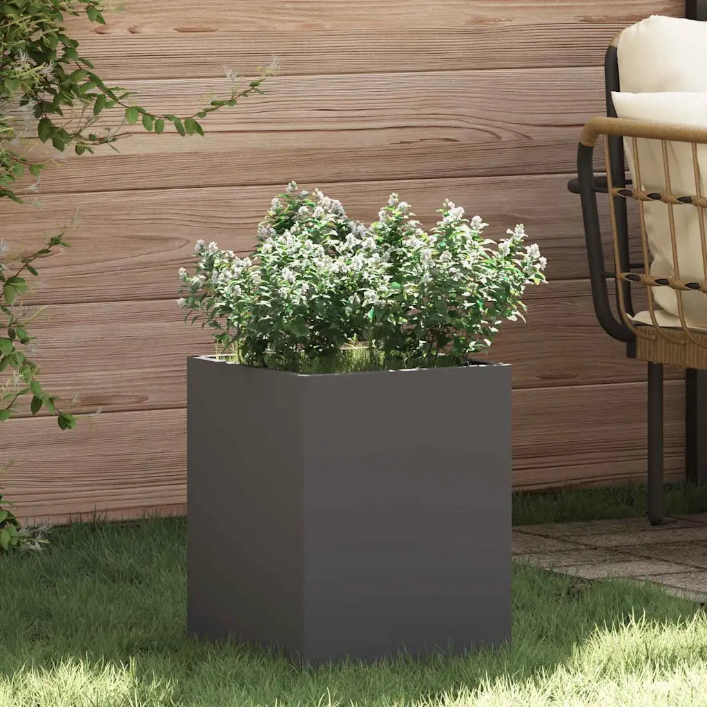 Fioriere | Cassetta per fiori | Vaso da giardino Nero 32 x 32 x 40 cm Acciaio laminato a freddo