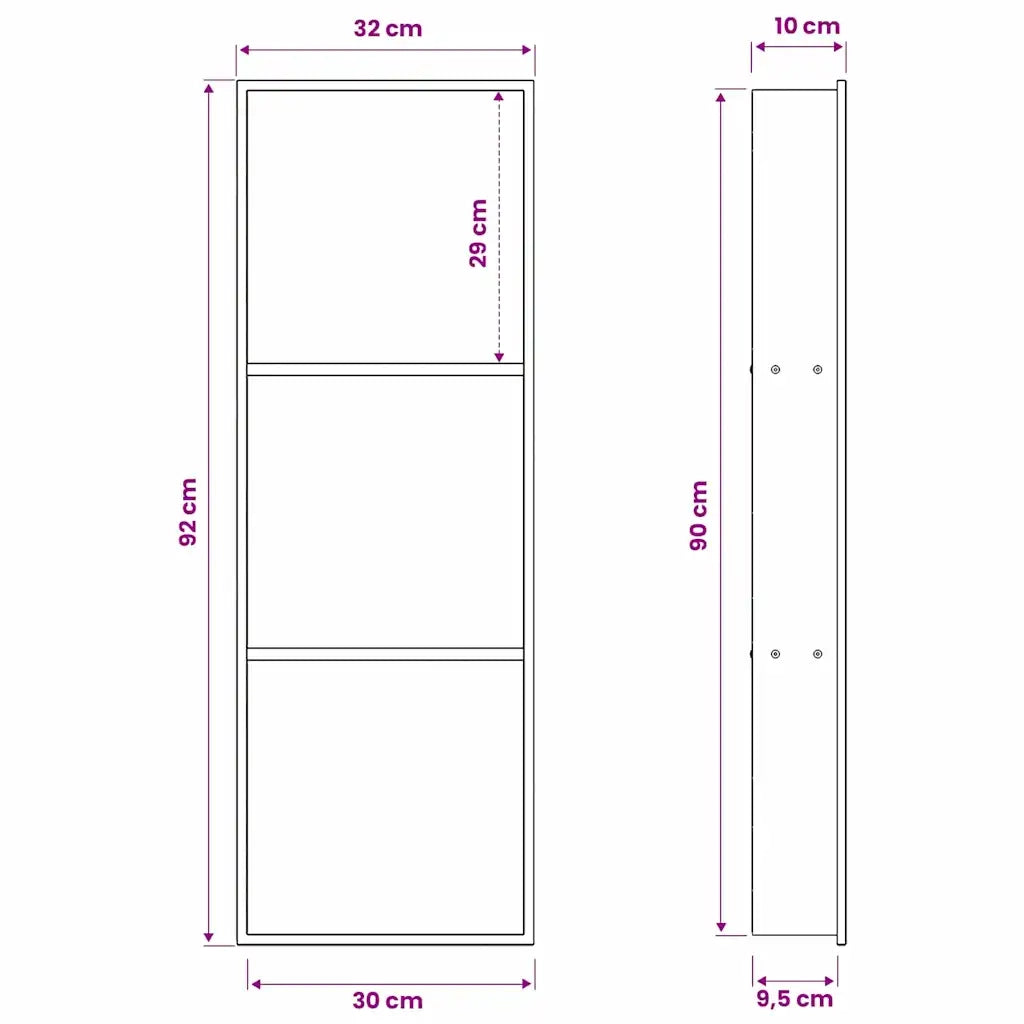 Nicchia per doccia Nero 92 x 32 x 10 cm Acciaio inossidabile CFW5211140