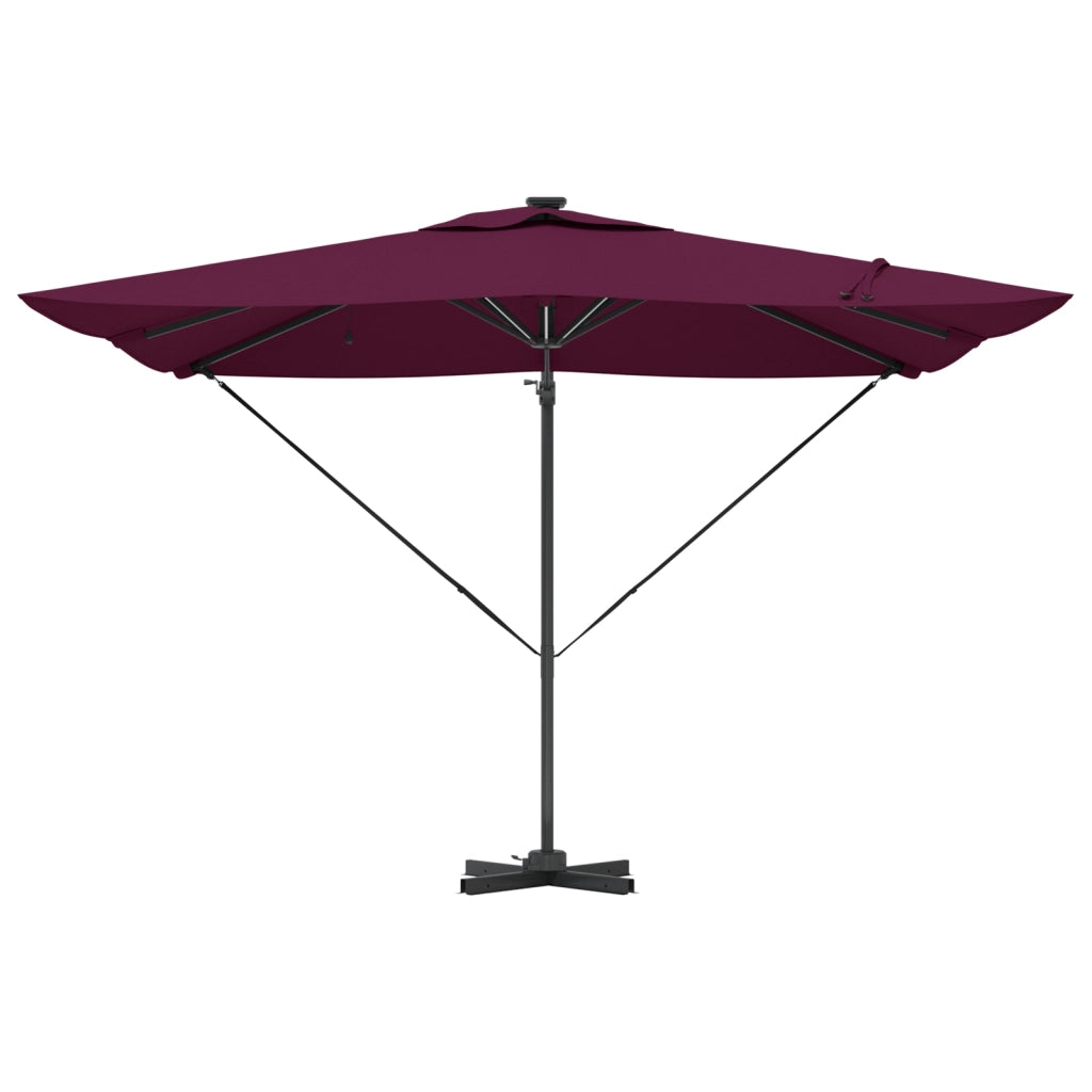 Ombrellone a Sbalzo Roma con LED Rosso Borgogna 286x285x270 cm Alluminio