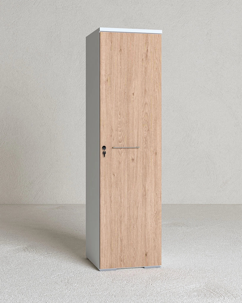 Armadio ufficio Corona - Mobile archivio 1 anta con serratura - L. 45 x H. 160 x P. 42,5 cm – Bianco-Virginia_