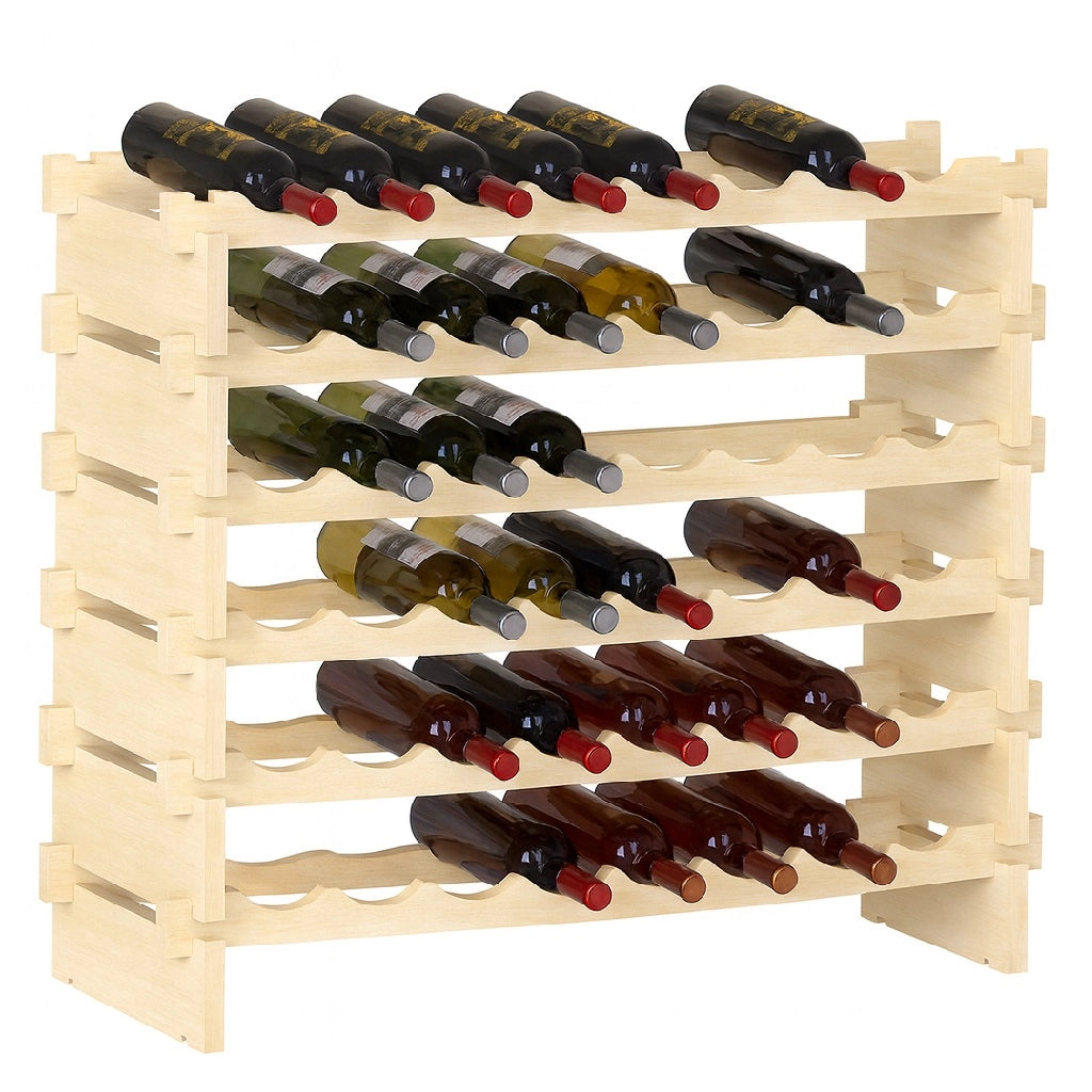 Porta Bottiglie Cantinetta Legno di Pino 6Piani 48 Scomparti 90x30 H81cm Casa Bar