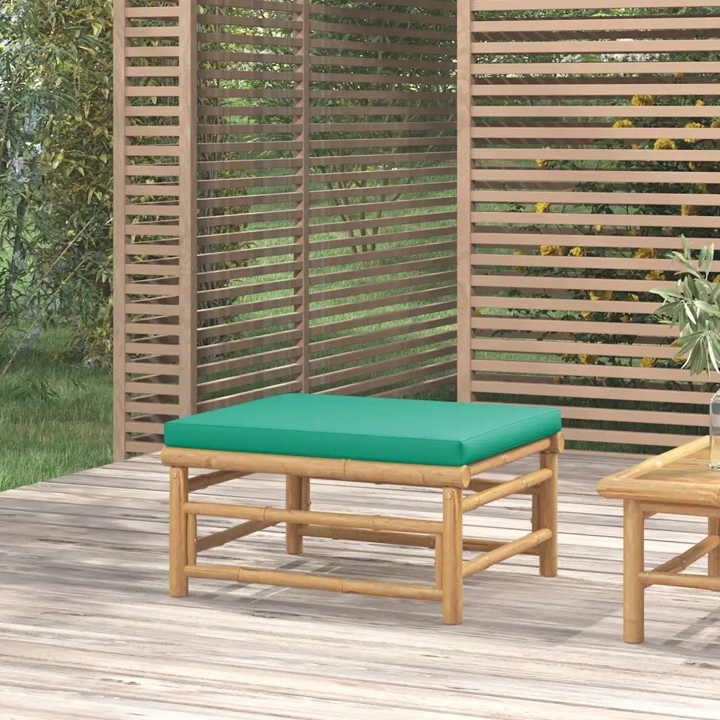 Sedia da giardino-Poggiapiedi da Giardino con Cuscino Verde in Bamb¨´