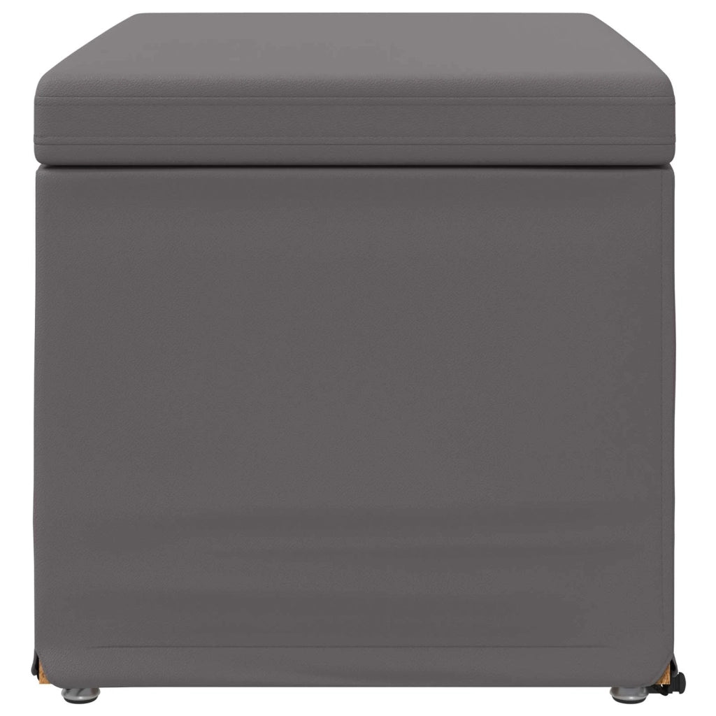Pouf Grigio Pelle Sintetica e Legno Ingegnerizzato