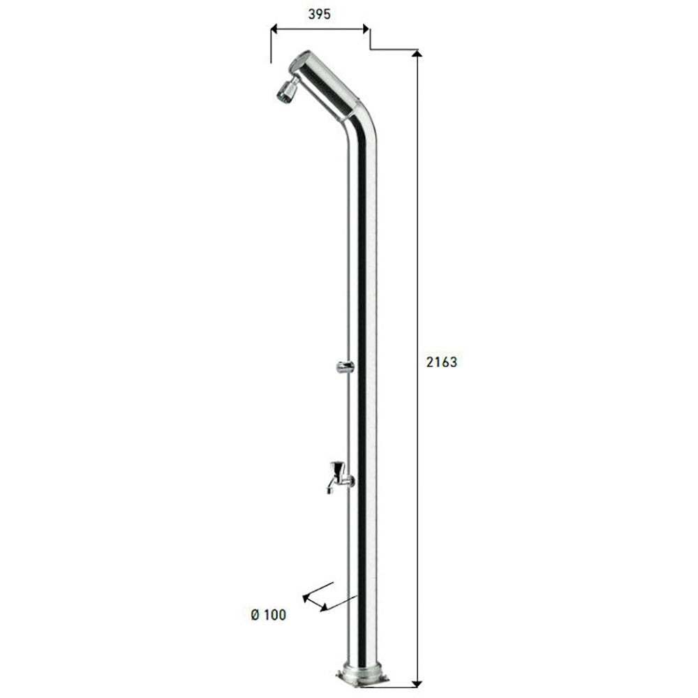 Doccia da Giardino Rubinetto e Lavapiedi ATI Docce UNI-1R Inox Anodizzato