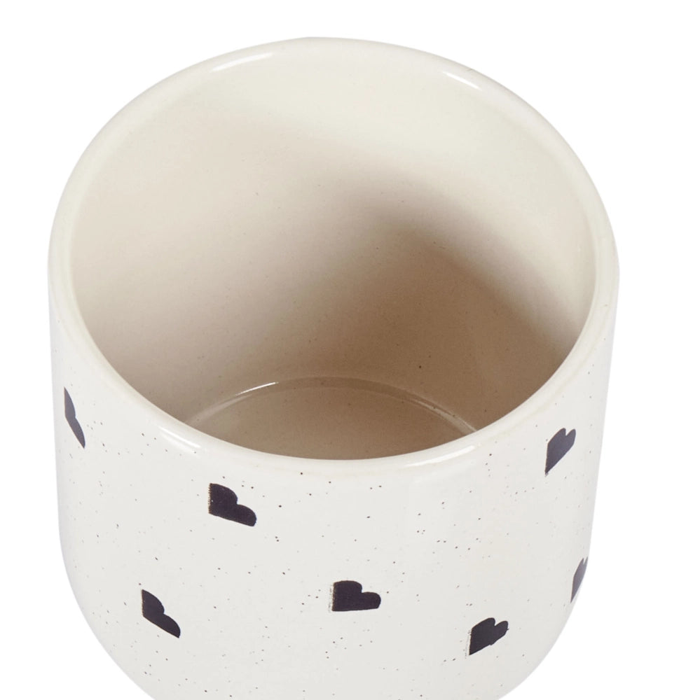 Set di 4 tazze Gres bianco caolino fatto a mano finitura motivo cuore Cucina Sala da pranzo