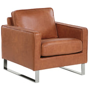 Poltrona Golden Brown Ecopelle Gambe in metallo Retro