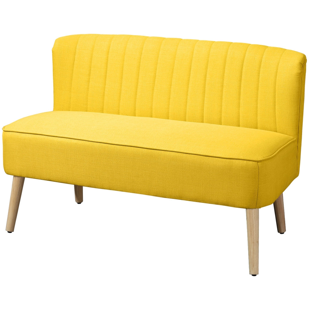 Divano 2 posti imbottito tessuto antimacchia ¨C zephmum ¨C giallo 117x56.5x77 cm