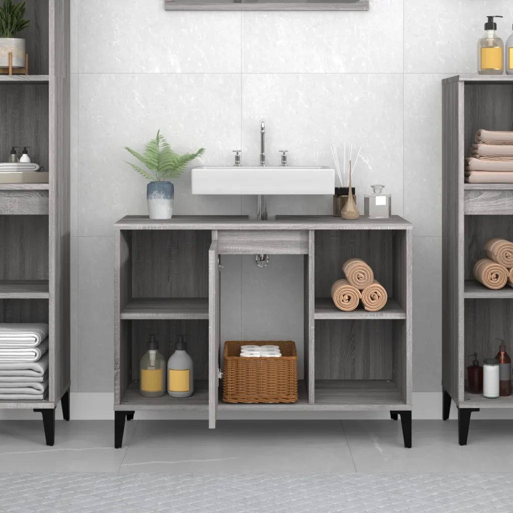 Mobile Lavabo | Armadio Lavabo Grigio Sonoma 80x33x60 cm in Legno Multistrato