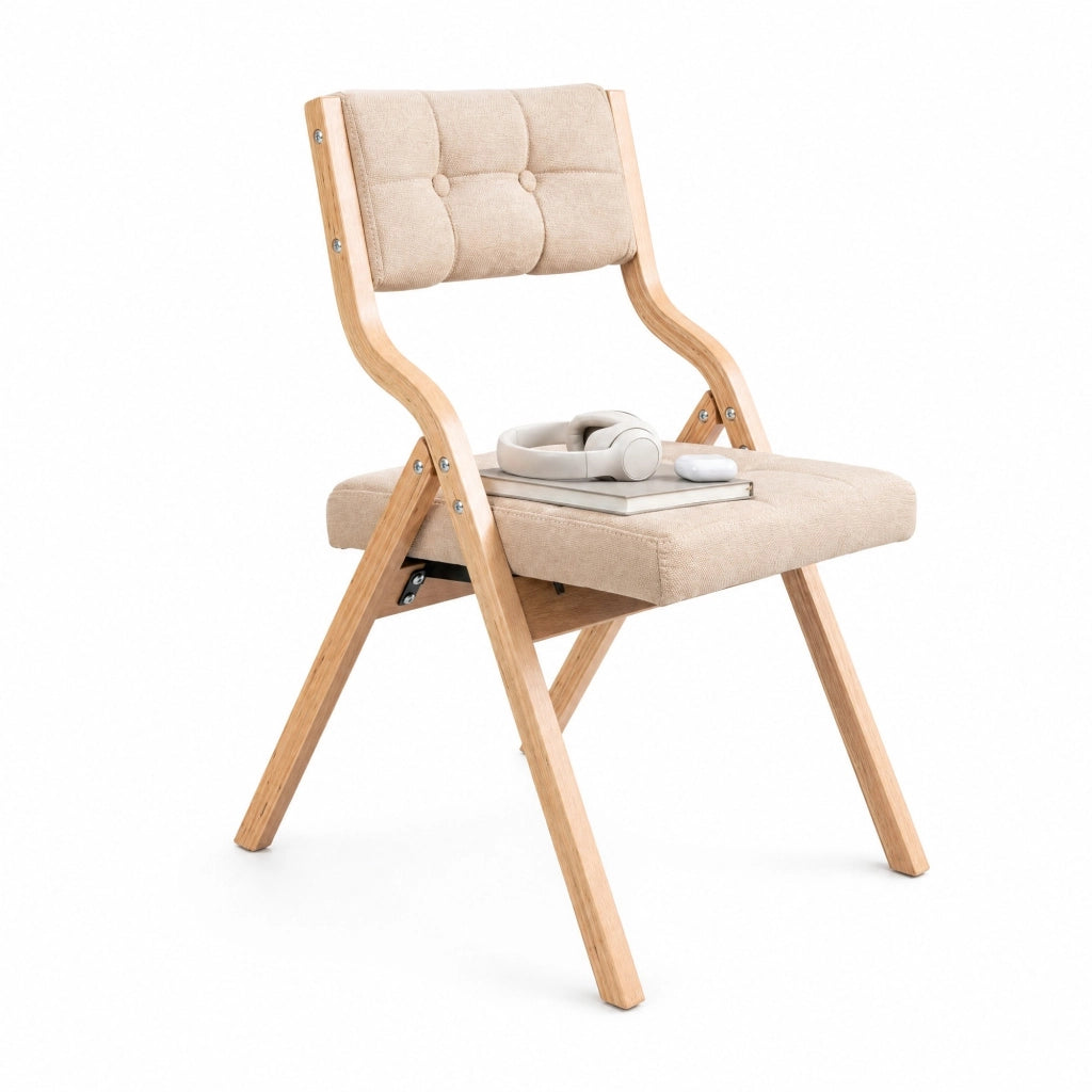 SEDIA Pieghevole imbottita in legno cachi Set da 2 pezzi