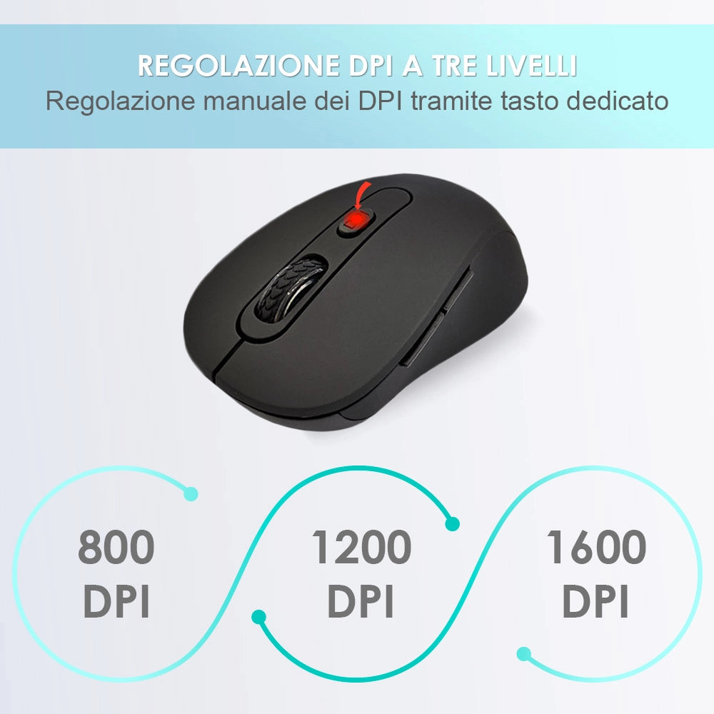 Mouse wireless senza fili ergonomico per computer notebook pc soft touch