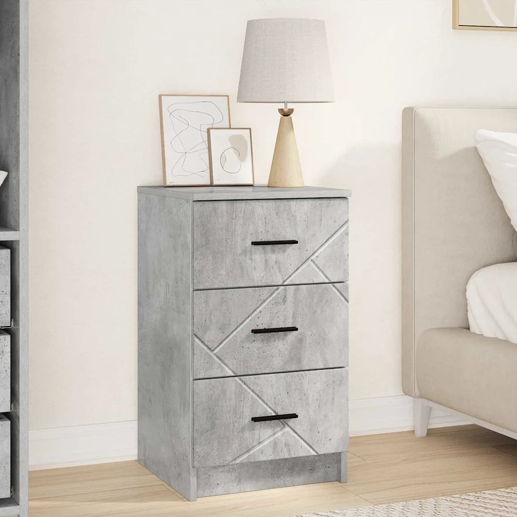 Comodino | Armadio da Notte | Mobiletto da notte con cassetto Grigio cemento 38 x 38 x 66 cm