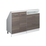 Mobile cucina sottotetto R-Line Grigio nobile/Bianco 120 cm Set di 2 Vicco