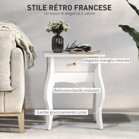 Tavolino da Salotto in Stile Francese 45x35x55 cm in MDF Bianco
