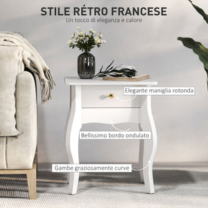 Tavolino da Salotto in Stile Francese 45x35x55 cm in MDF Bianco