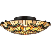 Plafoniera Tiffany Alcott Acciaio Bronzo Valiant 2 Luci E27