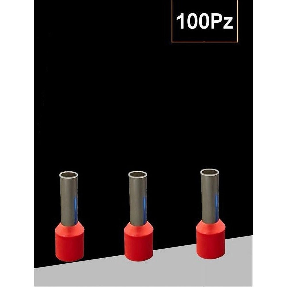Trade Shop - Confezione 100pz Tubetto Capicorda Isolato Per Cavi 1.5mm² Terminale Da 8mm E1508 -