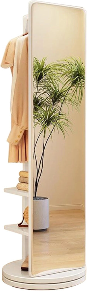Specchio a Figura Intera in Legno Girevole a 360° con attaccapanni Specchi da Pavimento e attaccapanni Specchio Girevole a Figura Intera per Soggiorno Camera da Letto Appendiabiti Un Support