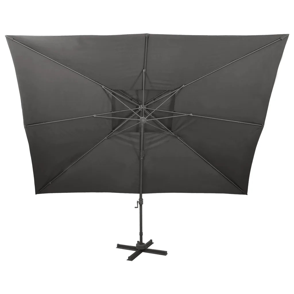 Ombrellone a Sbalzo con Doppia Copertura 400x300 cm Antracite cod mxl 21379