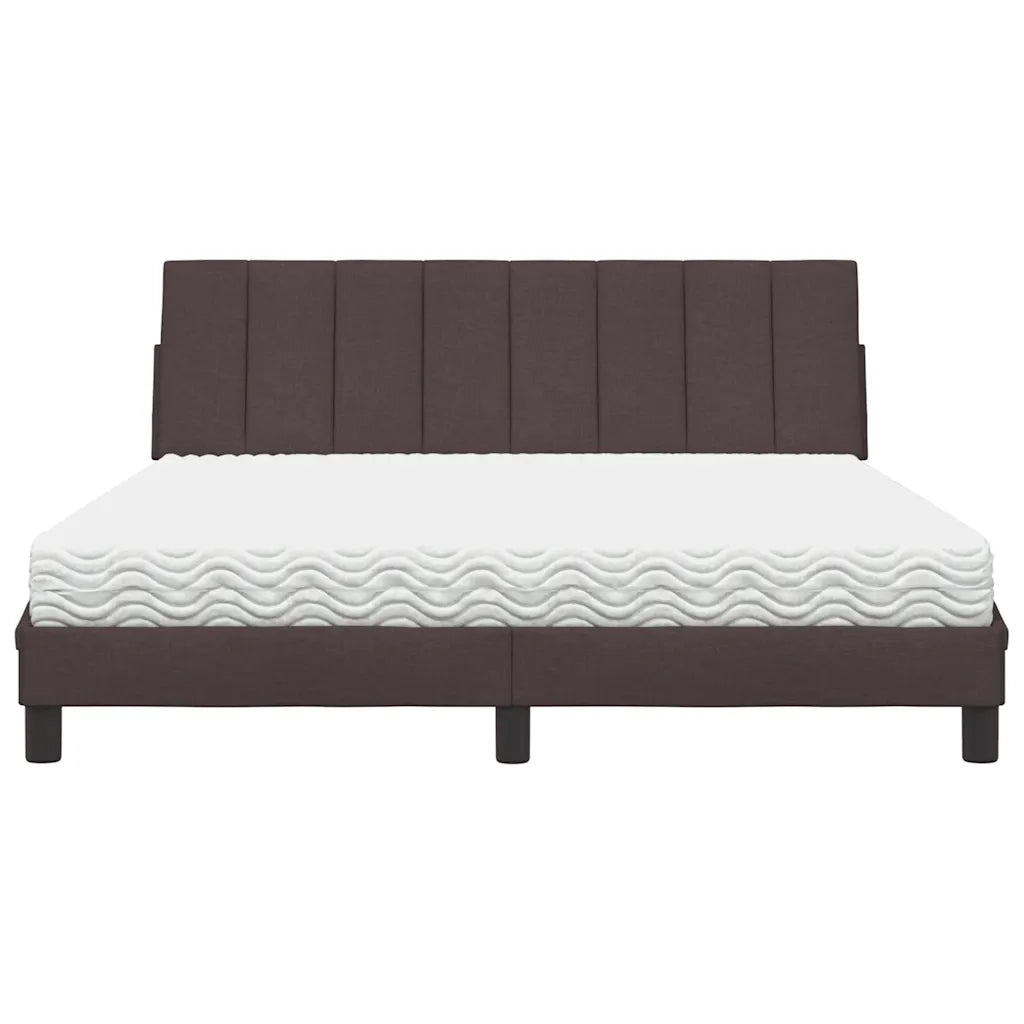 Letto con Materasso Hanko Marrone Scuro 160x200cm Tessuto 3310541