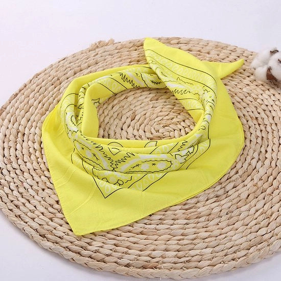 Set di 5 sciarpe quadrati in poliestere e cotone, sciarpa per bicicletta all'aperto, adatto a donne, uomini e bambini, 55*55CM, giallo