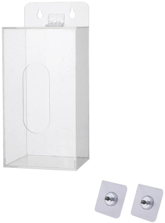 Dispensatore di maschera facciale di alta qualità in acrilico - Ospite per guanti - Montaggio a parete - Coperchio - Idraulico - Grande capacità - Supporto per maschere