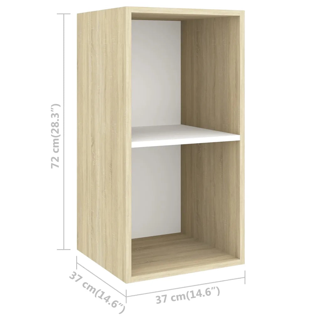 Mobile TV Parete Rovere Sonoma e Bianco 37x37x72 cm Multistrato 805476