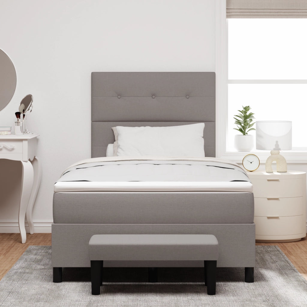 Letto Box Spring con Materasso & Panca Taupe 120x200 cm Tessuto