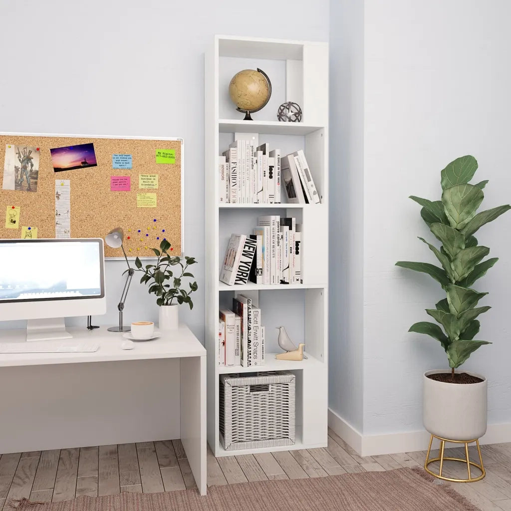 Libreria Divisorio-Scaffale per Libri-Mobile di Stoccaggio Bianco 45x24x159 cm in Legno Multistrato