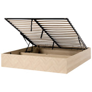 Letto matrimoniale con contenitore ottomano MDF Aspetto naturale Marrone chiaro 180 x 200 cm Stile scandinavo minimalista