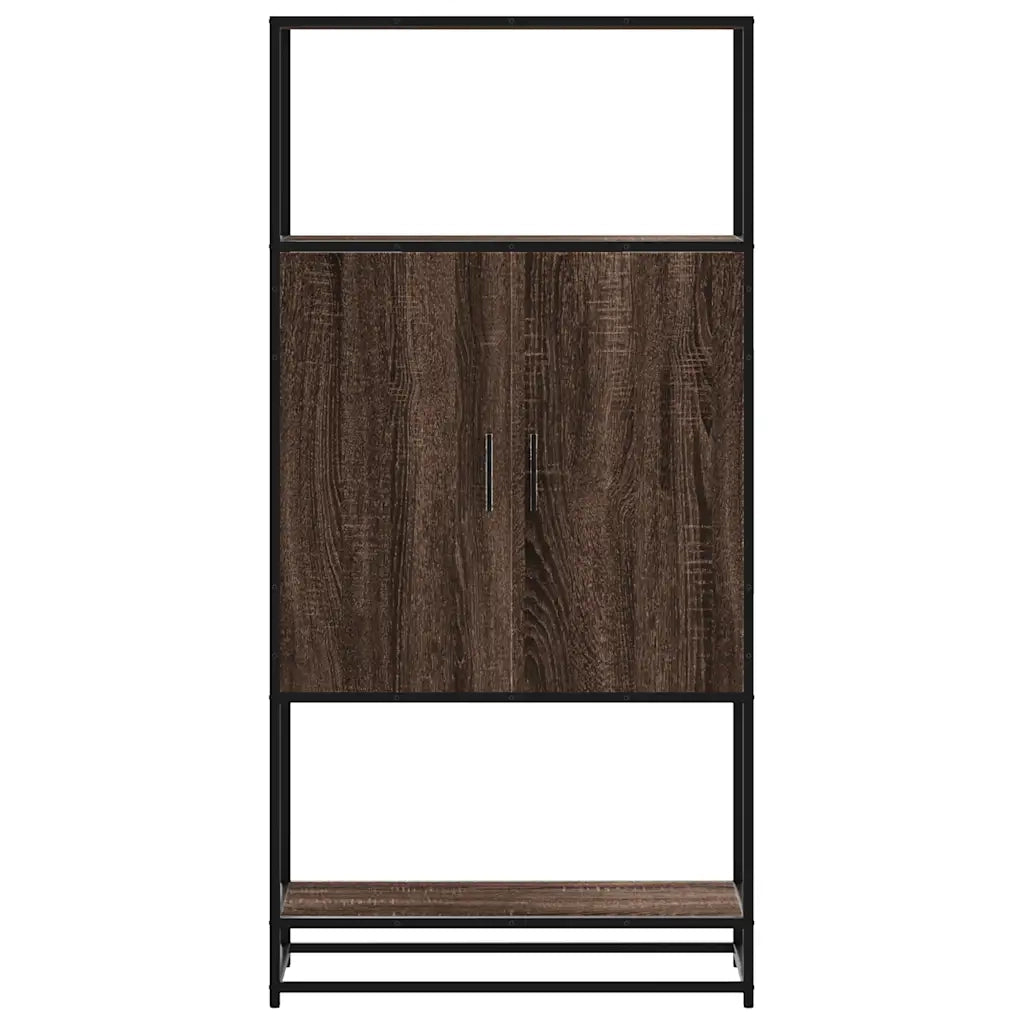 Credenza Rovere Marrone 68x35x139 cm Legno Multistrato Metallo 849043