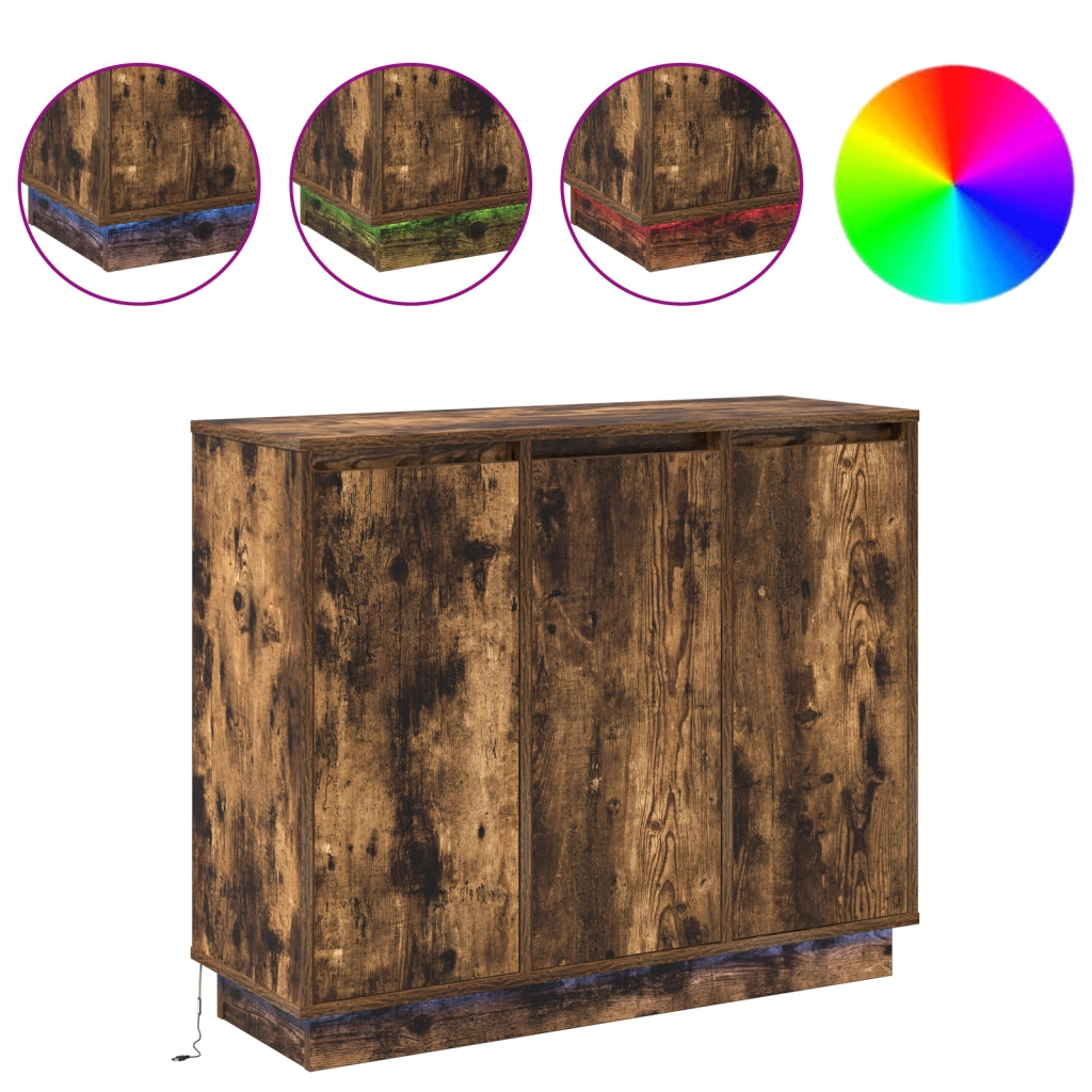 Mobile con LED Rovere Affumicato 90x32x75 cm in Legno Ingegnerizzato