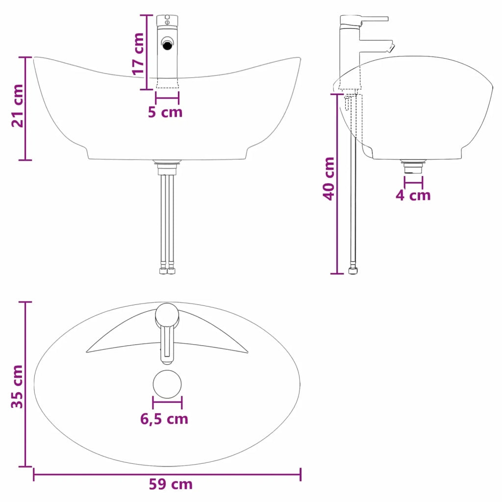 Lavabo da bagno Cromato 59 x 35 x 21 cm Metallo CFW3485968