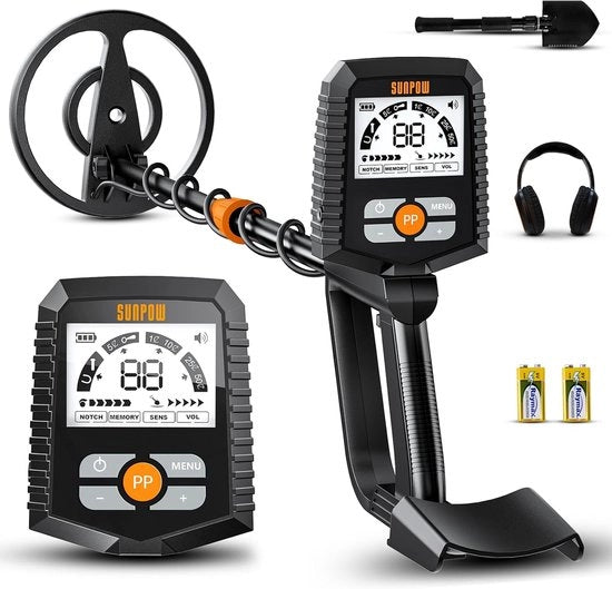 Detettore di Metallo per Bambini e Adulti - Detettore di Metallo Professionale - Altezza Regolabile - Grande Display LCD - Rilevamento Anti-Blocko affidabile - 4 modalità - IP68 Impermeabile all'Acqua - con 2 Batterie - 40 x 24.3 x 11.3 cm - Nero