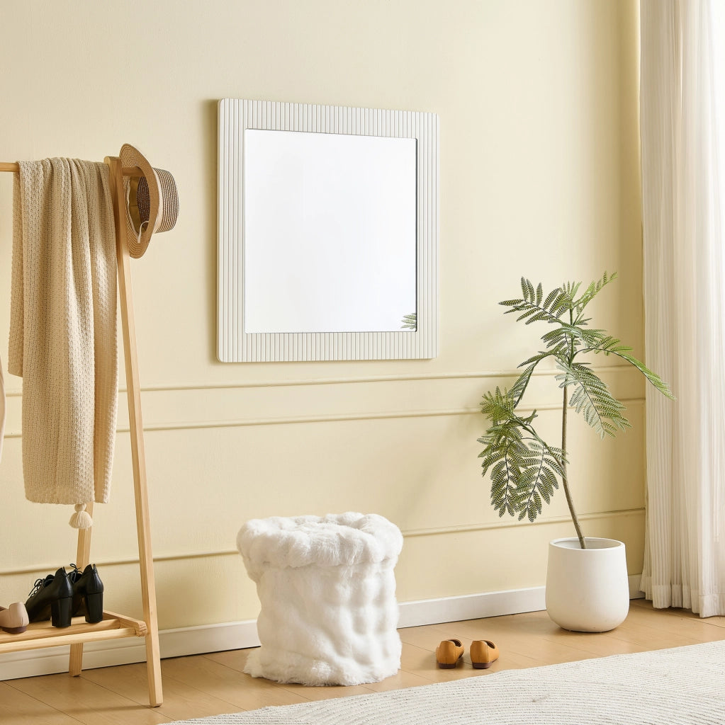 Specchio da parete quadrato 80 x 80 cm con cornice bianca in MDF