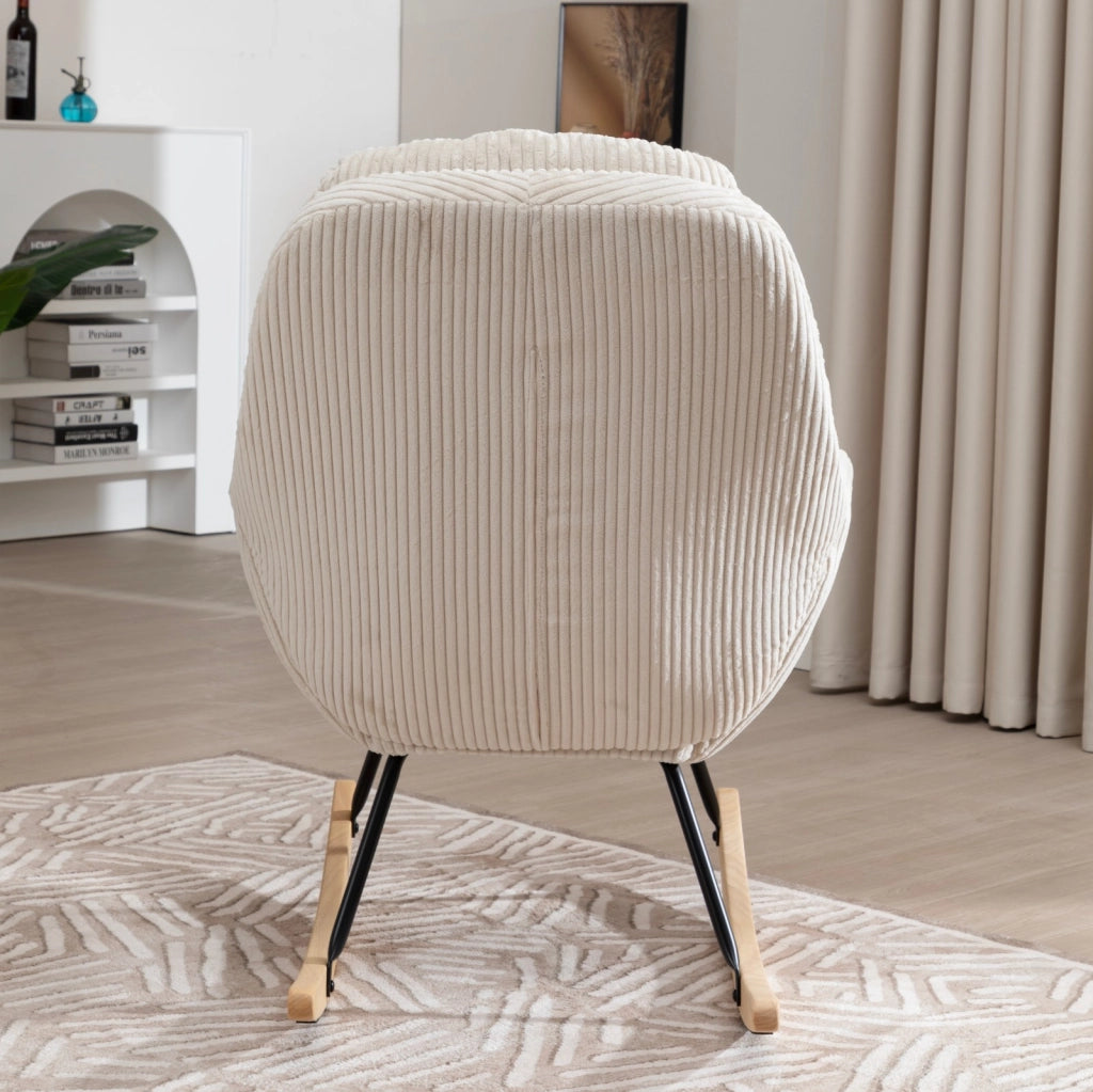 POLTRONA A DONDOLO 74x94x96 cm Beige in Velluto a Coste