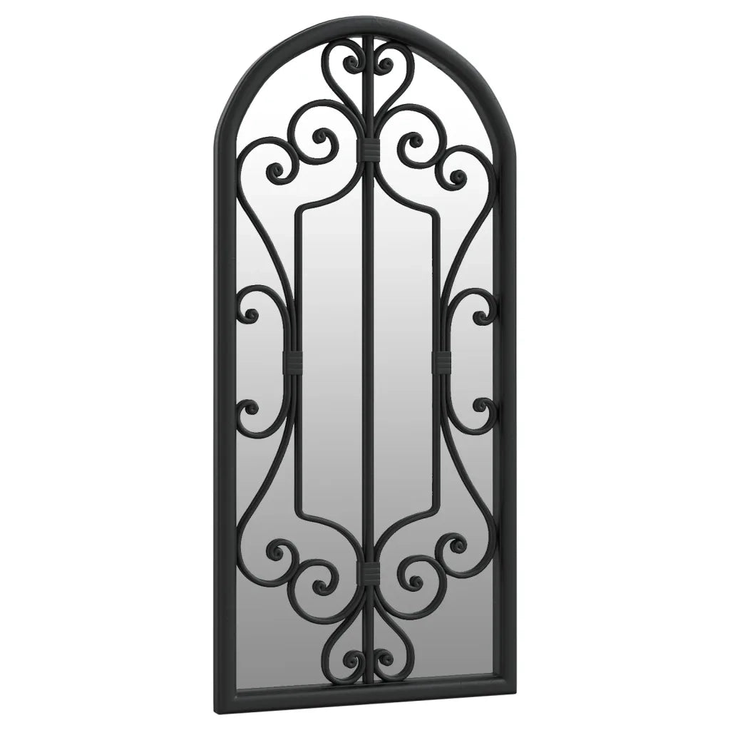 Specchio da Giardino-Specchio Decorativo-Specchio Esterno Nero 100x45 cm in Ferro per Uso Esterno 635795