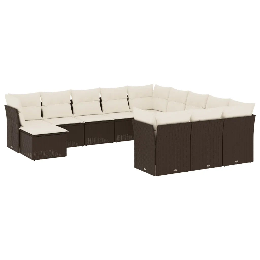 Set Divani da Giardino 12 pz con Cuscini Marrone in Polyrattan 3250472