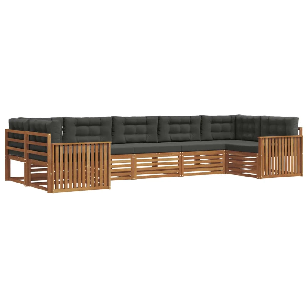 Set di divani da esterno con cuscino 7 pcs Naturale e Antracite