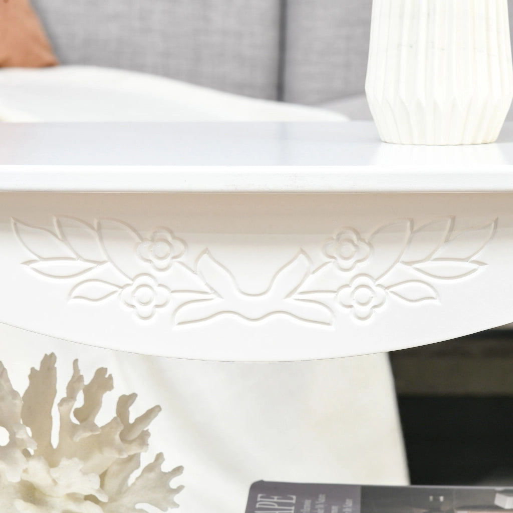 EasyComfort Tavolino da Salotto con Ampio Ripiano Portaoggetti Inferiore in Legno, 94x44x43cm, Bianco