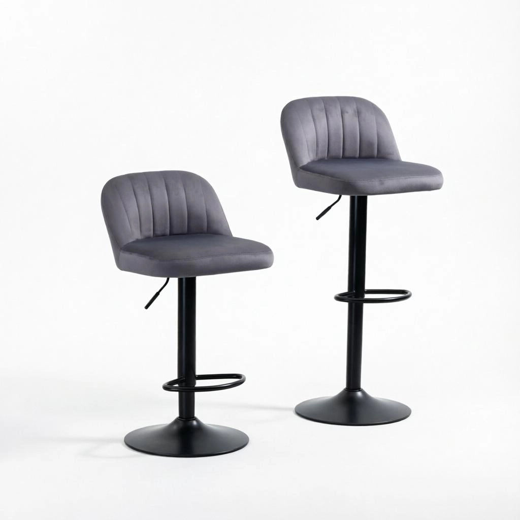 SGABELLI DA BAR Set da 2 pezzi regolabili in altezza con schienale, nero/grigio