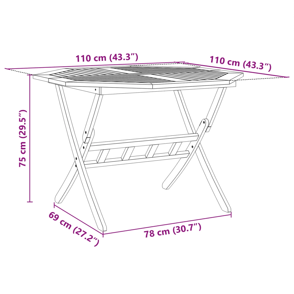 Set Pranzo da Giardino Pieghevole 5pz | Set Salotto da Giardino Legno Massello di Acacia