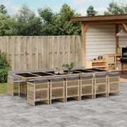 Set Pranzo da Giardino 13 pz con Cuscini Beige Misto Polyrattan
