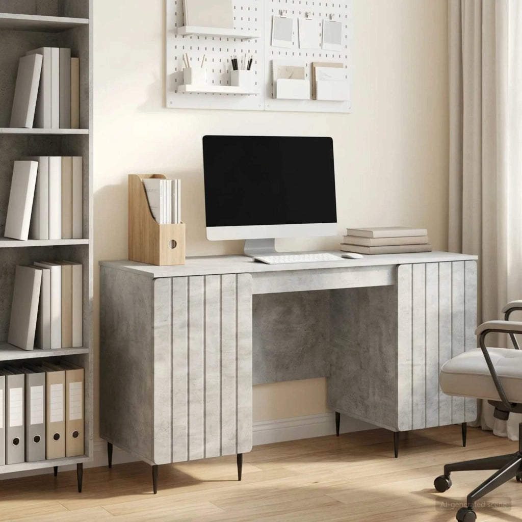 Scrivania con lo scaffale Grigio Cemento 142,5 x 50 x 75 cm 3414588